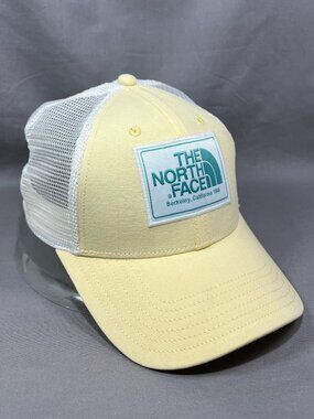 The North Face Trucker Hat Berkeley California CA Yellow White Mesh Snapback Cap